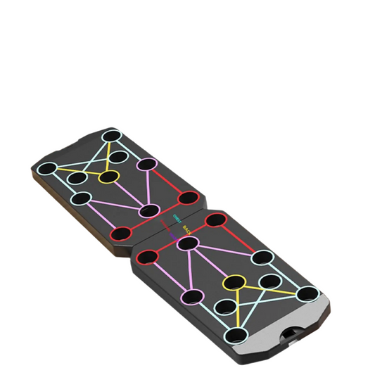 Folding Push-Up Board with Resistance Bands Black-0